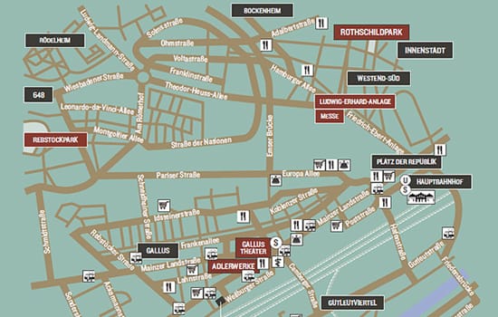 Zentrale Stadtteile in Frankfurt am Main. Grafik Ballwanz Immobilien