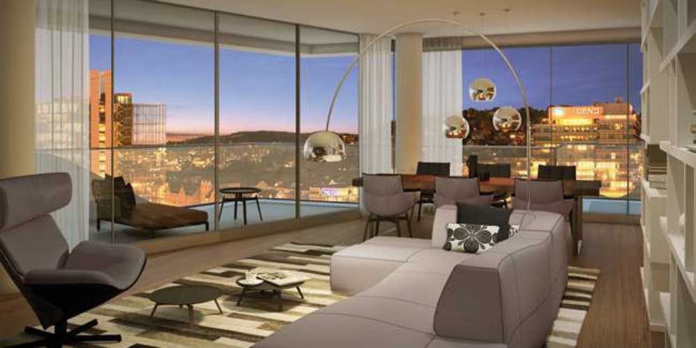 Eigentumswohnung im begehrten Wohnturm "Cloud No 7" im Stuttgarter Europaviertel. Foto: Dr. Than Immobilien