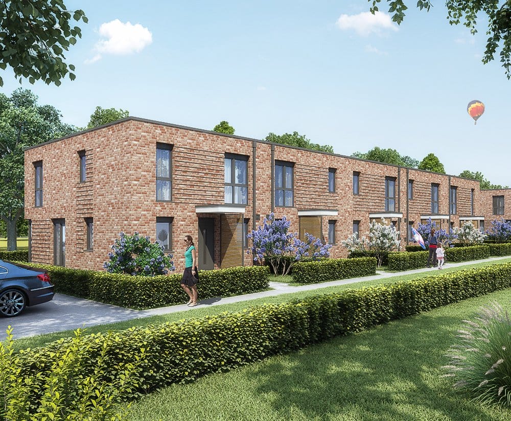 Aktuelles Neubau-Vorhaben in Hamburg: „Im Mohnblumengarten“. Die DEIN-HAUS Gesellschaft für Projektentwicklung mbH errichtet 5 Stadthäuser in Naturnähe (Bild: DEIN-HAUS Gesellschaft für Projektentwicklung mbH).