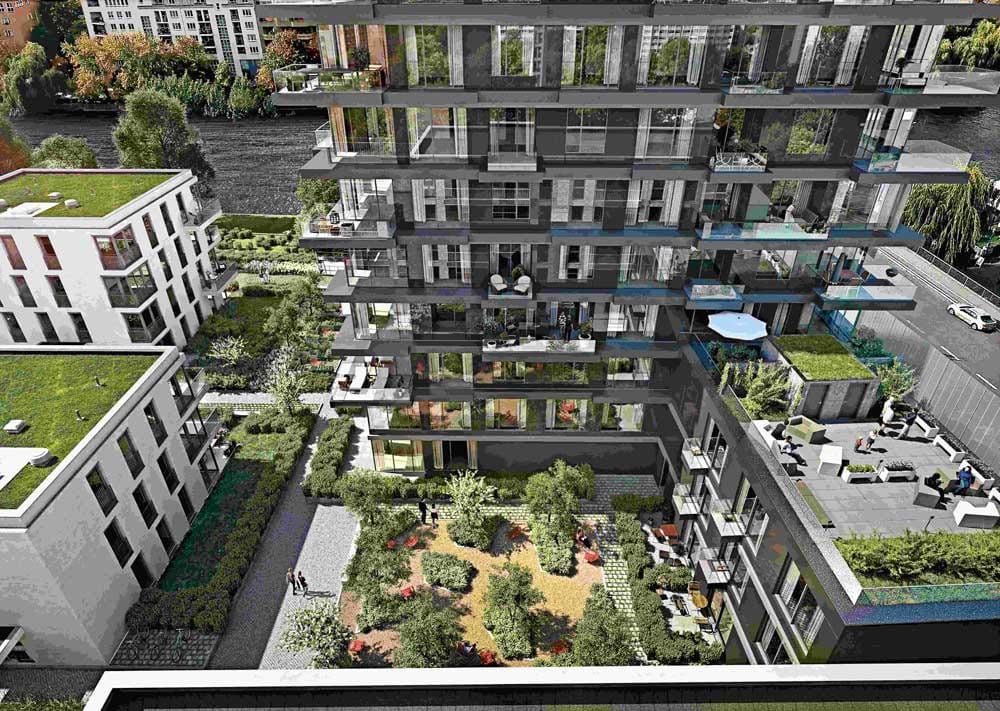 Das OASIS Berlin der Grossmann & Berger GmbH ermöglicht naturnahes Wohnen inklusive ansprechender Dachbegrünung (Bild: Grossmann & Berger GmbH).
