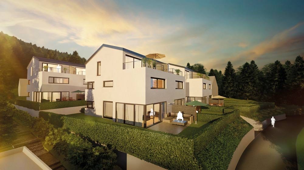 Die vier Neubau-Doppelhaushälften „DOMUS VITAE Esslingen“ entstehen im Stadtteil Sulzgries (Bild: Wohnbau Metzger + Co. KG).