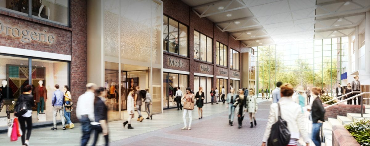 Die Visualisierung zeigt das umgebaute Eidelstedt Center, wie es nach der Wiedereröffnung Ende Juni 2019 aussieht (Bild: Werbegemeinschaft Eidelstedt CENTER e.V.).